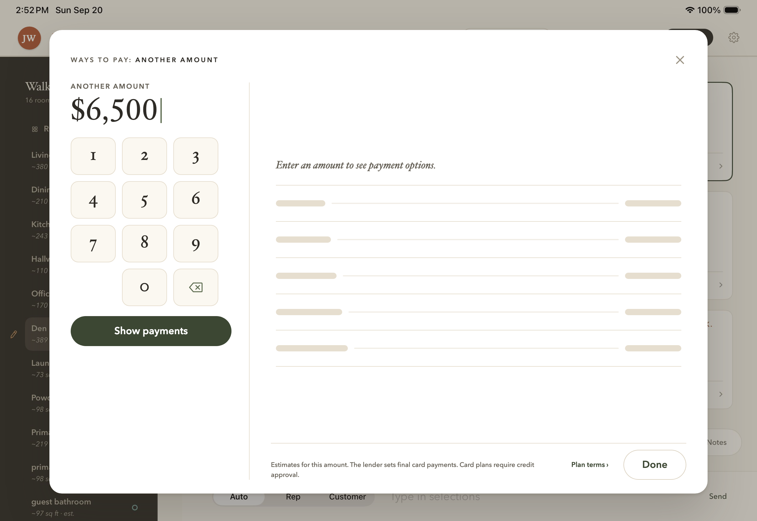 Another amount, typed on the pad