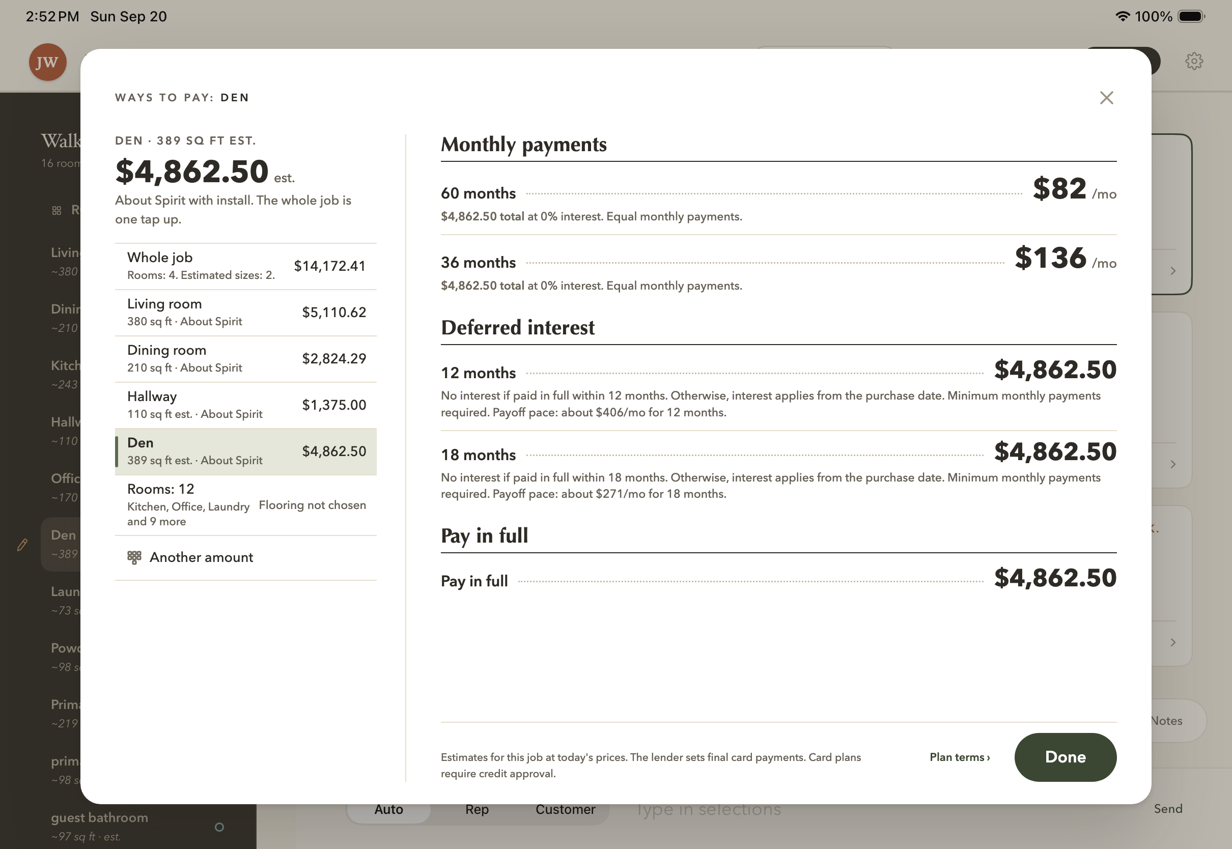 One room's ways to pay