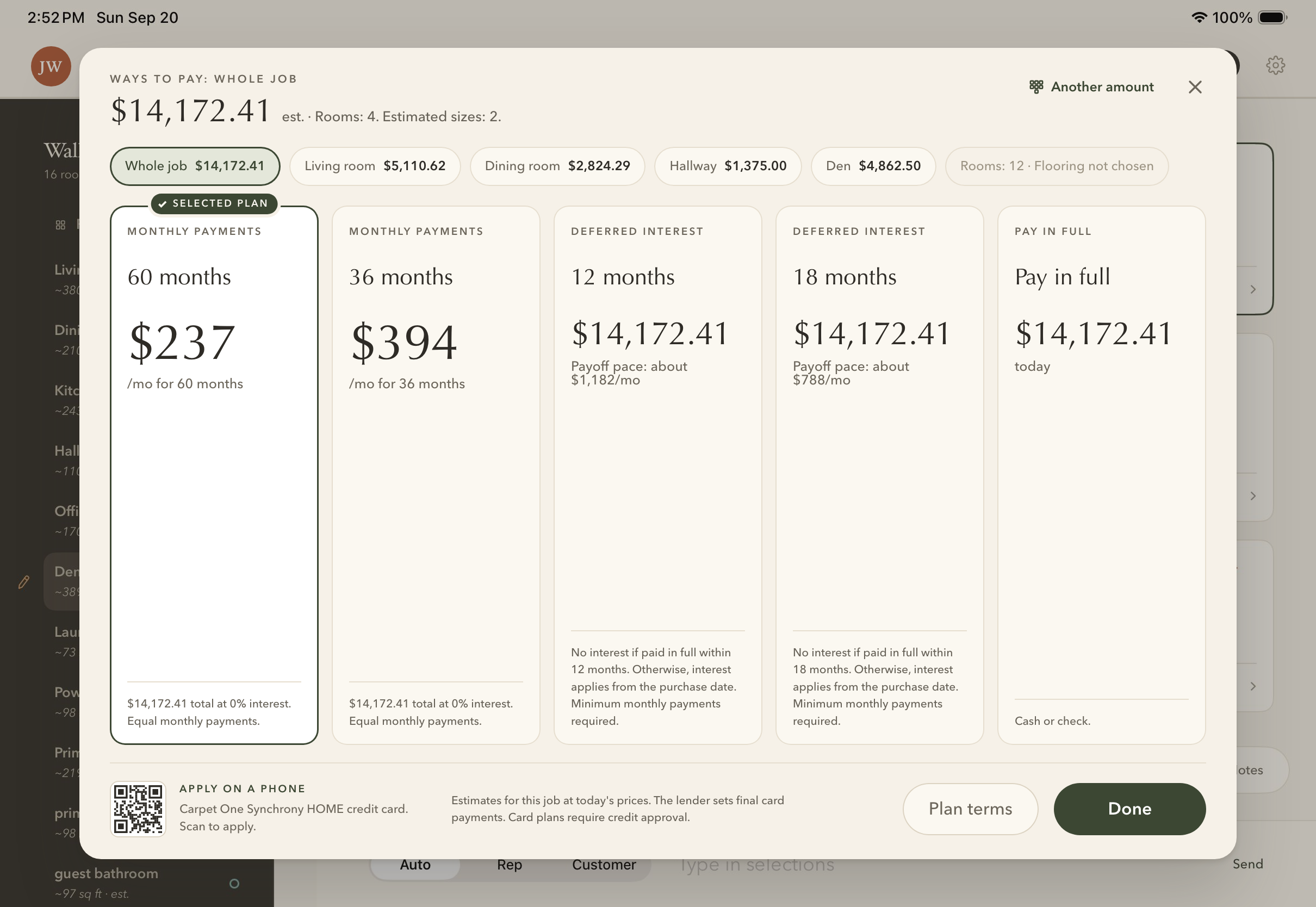 Menu C, one card per plan