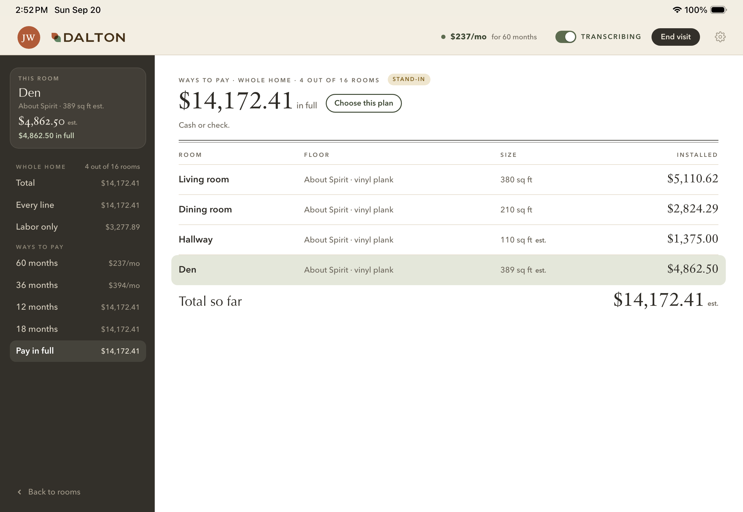 Design D, pay in full